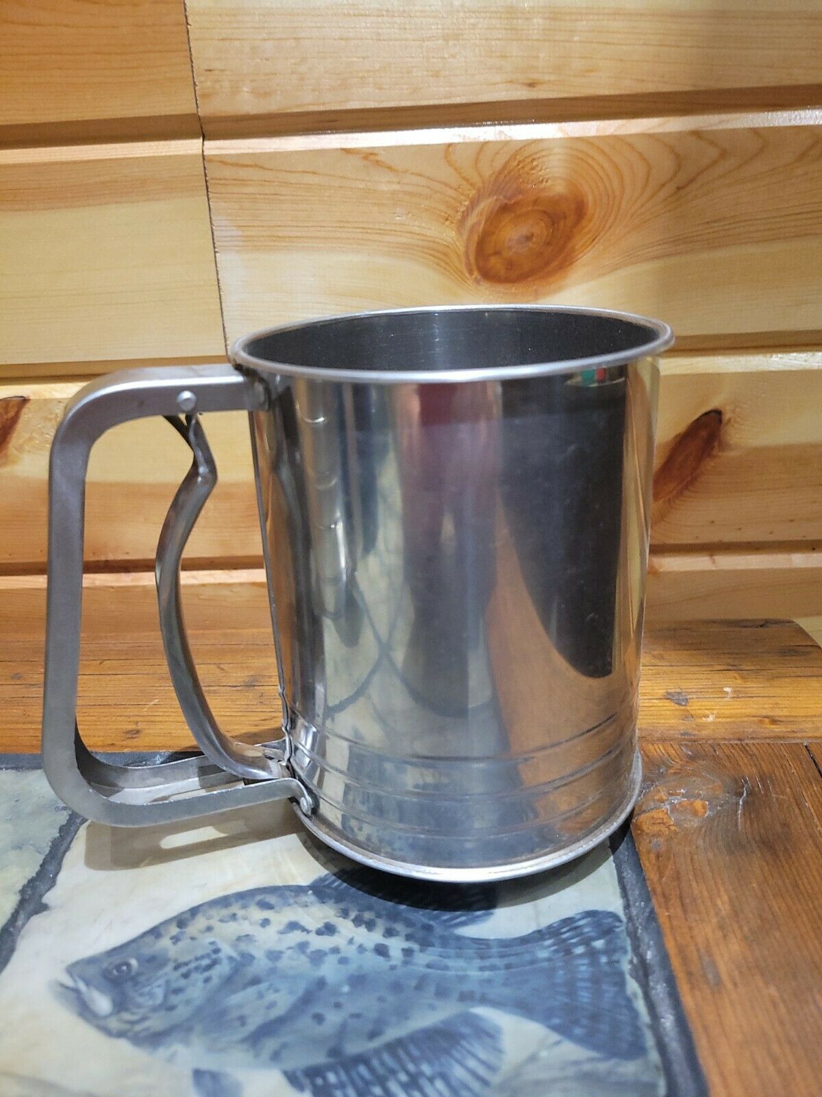 Vintage Stainless Steel Flour Sifter 2-screen With Squeeze Handle
