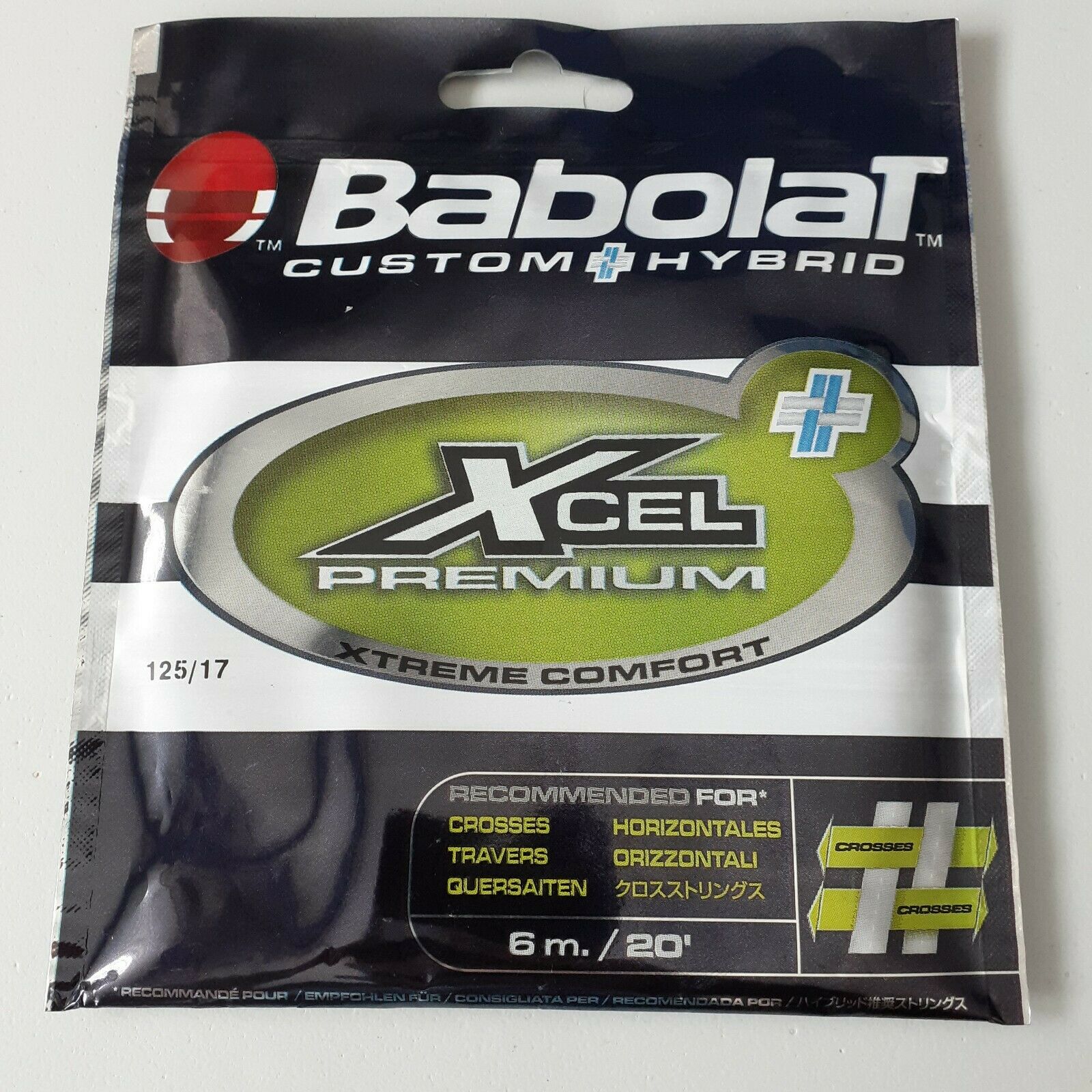 Babolat (custom Hybrid) Xcel Premium 6m/20' String Recommended For Crosses -