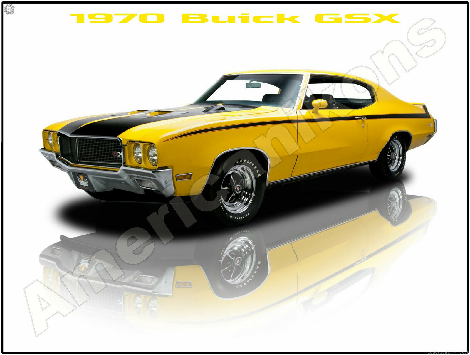 1970 Buick Gsx  New Metal Sign: Pristine Restoration In Yellow & Black