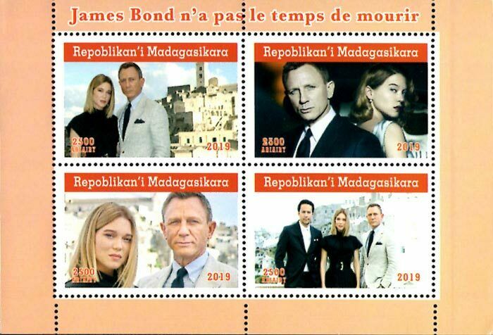 Madagascar 2019 James Bond 007 Hollywood Movie, Cinema 4v Mnh S/s. (#11)