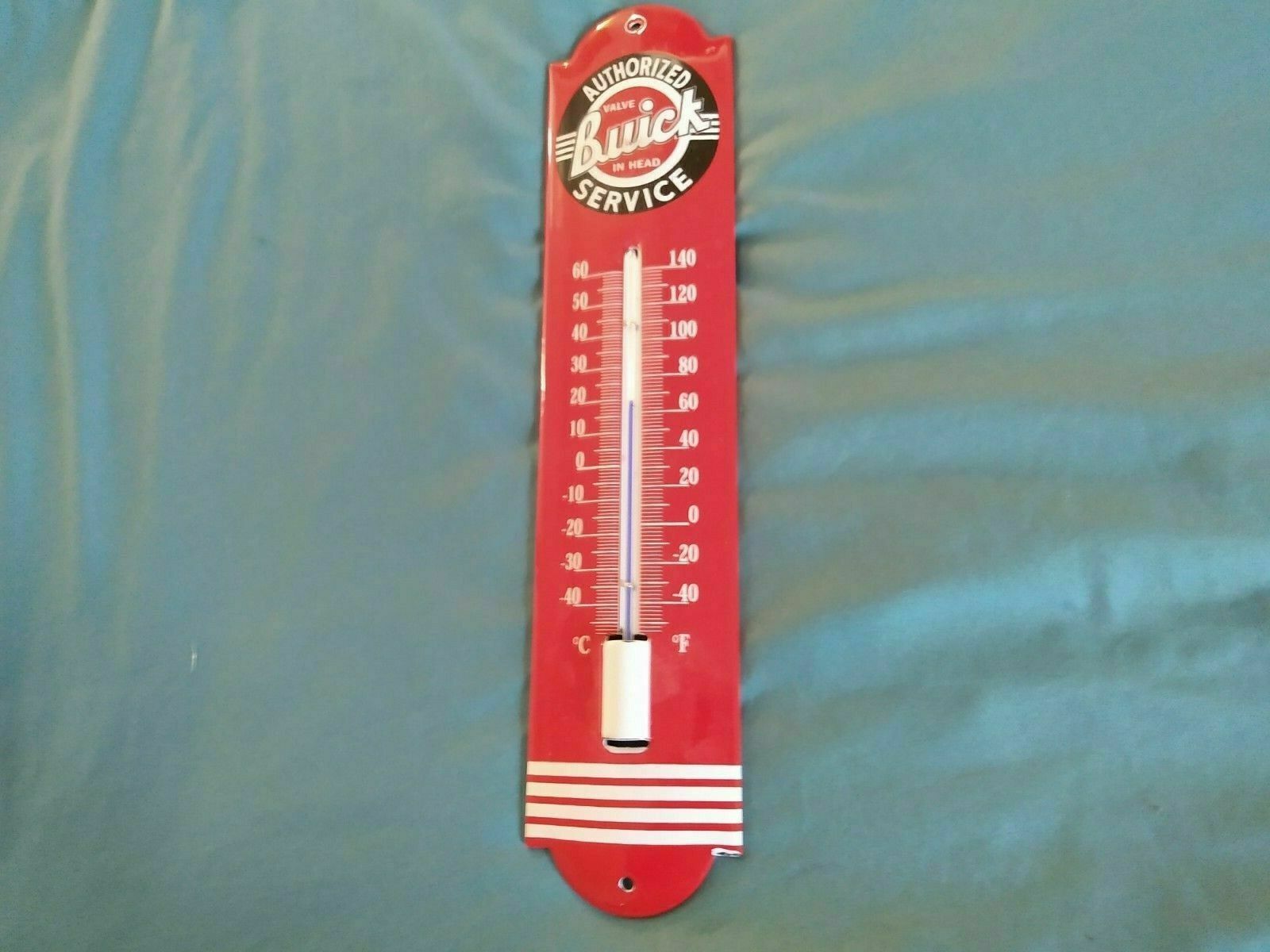 Porcelain Buick Authorized Service Wall Thermometer Shop Garage Temp Gauge