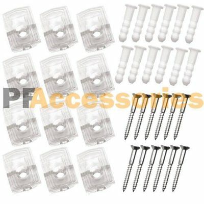 12 Pcs Wall Mirror Holder Clips Kit With Screws & Anchors Drywall Mounting Set