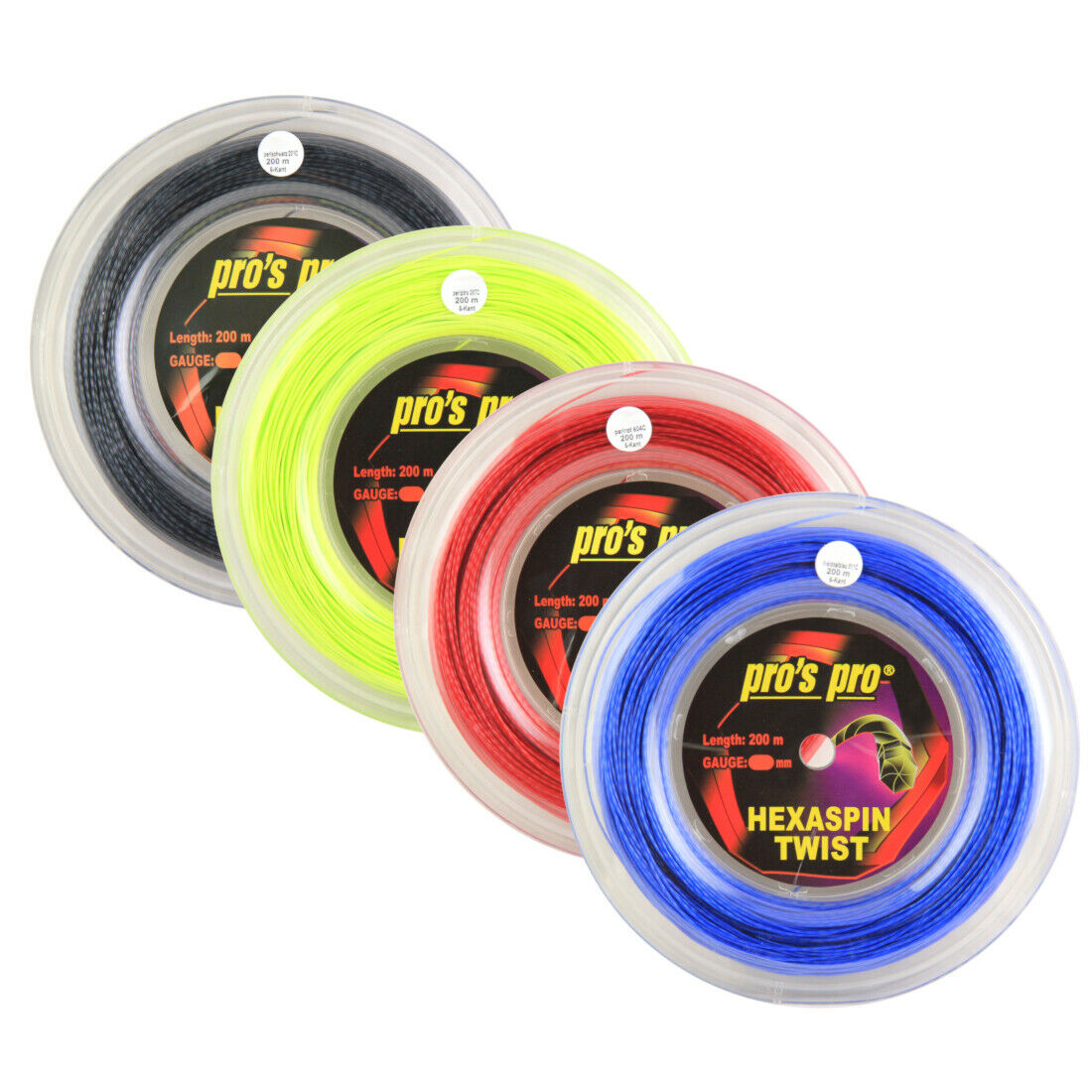 Pro's Pro Hexaspin Twist Tennis String - 200m Reel - Assorted - Made In Germany