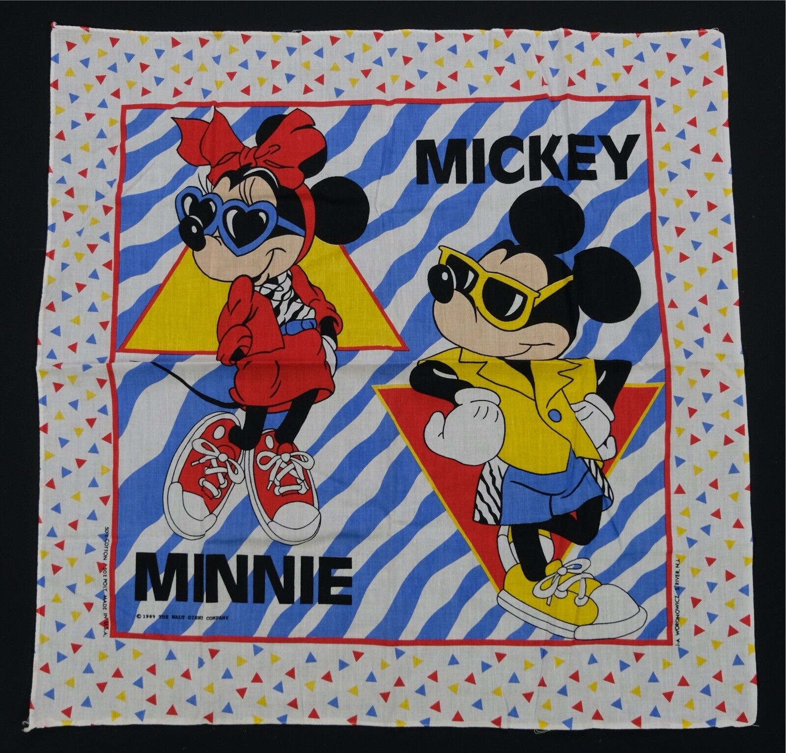 Rare Vintage Walt Disney Mickey Minnie Mouse Sunglasses 1989 Bandana 80s 90s