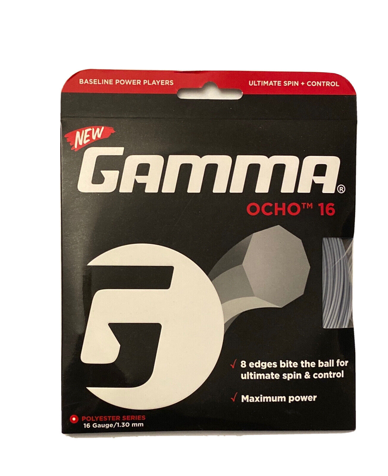 Gamma Sports Amp Ocho Tennis Racket String Polyester Series Octagonal Shape 16g