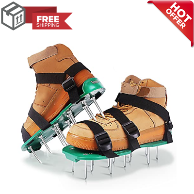 Totebox Lawn Aerator Shoes, With 3 Adjustable Straps Heavy Duty Spiked Aerating