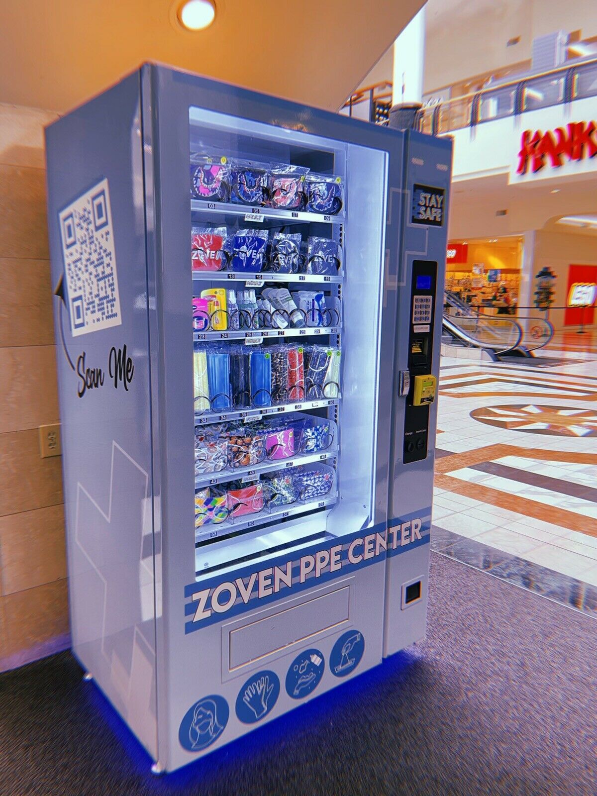 Ppe/snack Vending Machine: Fully Stocked + Lcd Tv Screen + Led Lights