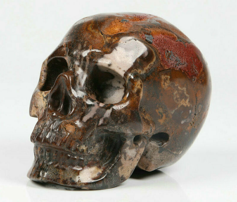 2.06" Africa picture jasper Carved Crystal Skull, Realistic, Crystal Healing