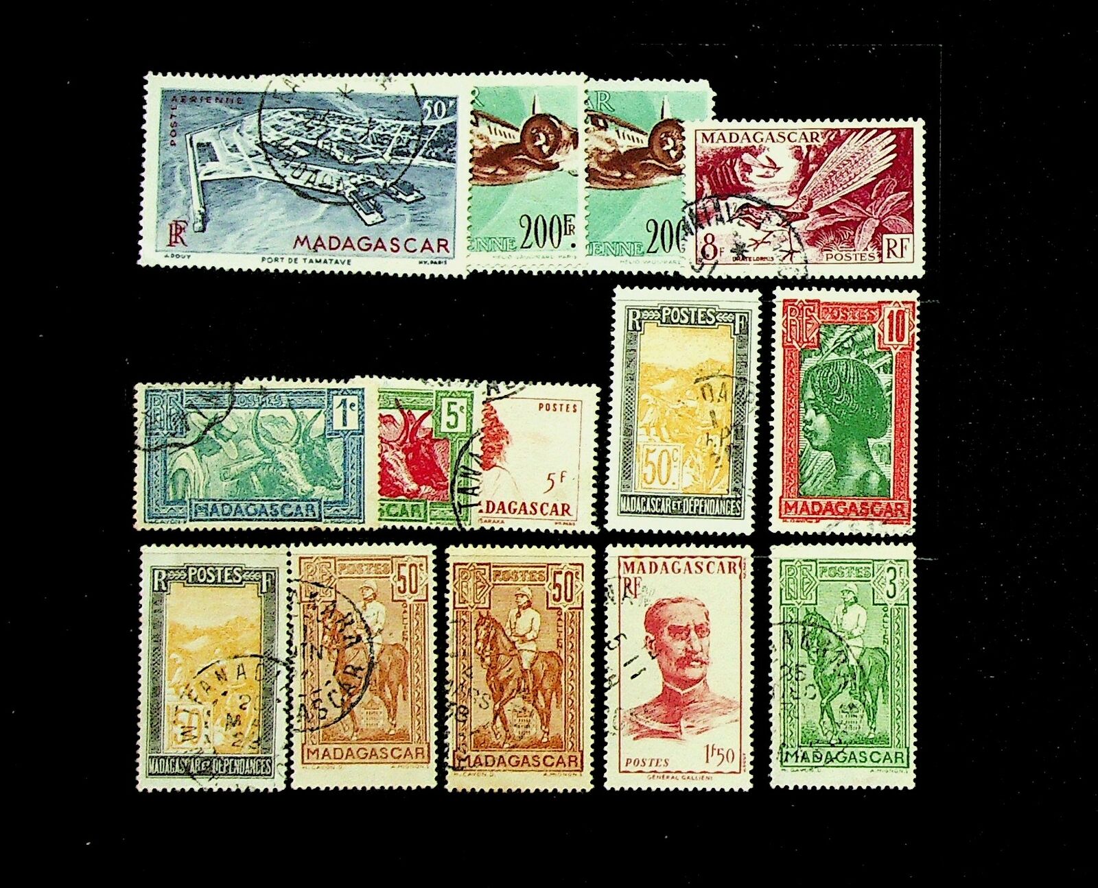 French Colony Madagascar Airmail Horse Rider 14v Mint+used Stamps