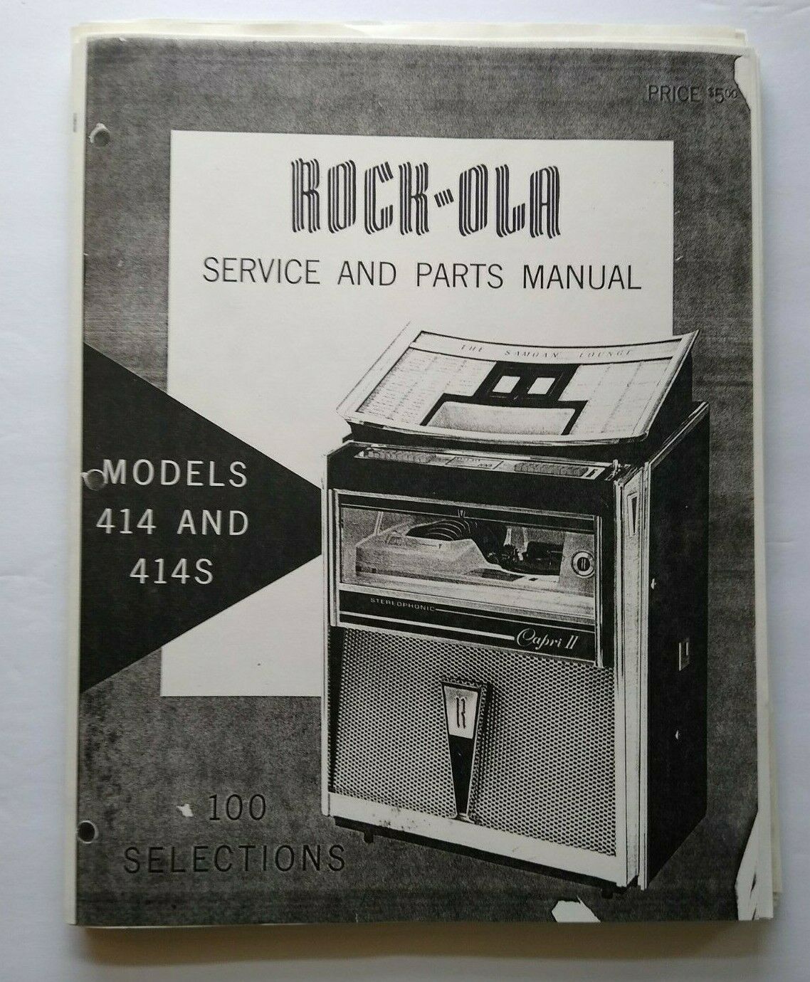 Rock Ola Model 414 414s Parts List And Price Catalog For Jukebox Phonograph