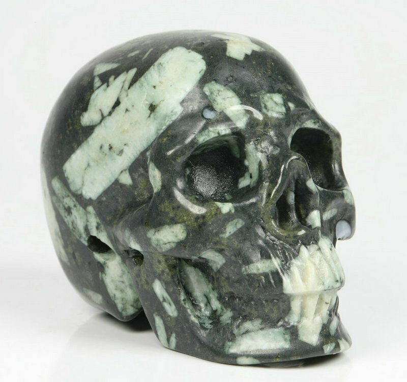 2.0" Chrysanthemum stone carved Crystal Skull, Realistic, Crystal Healing