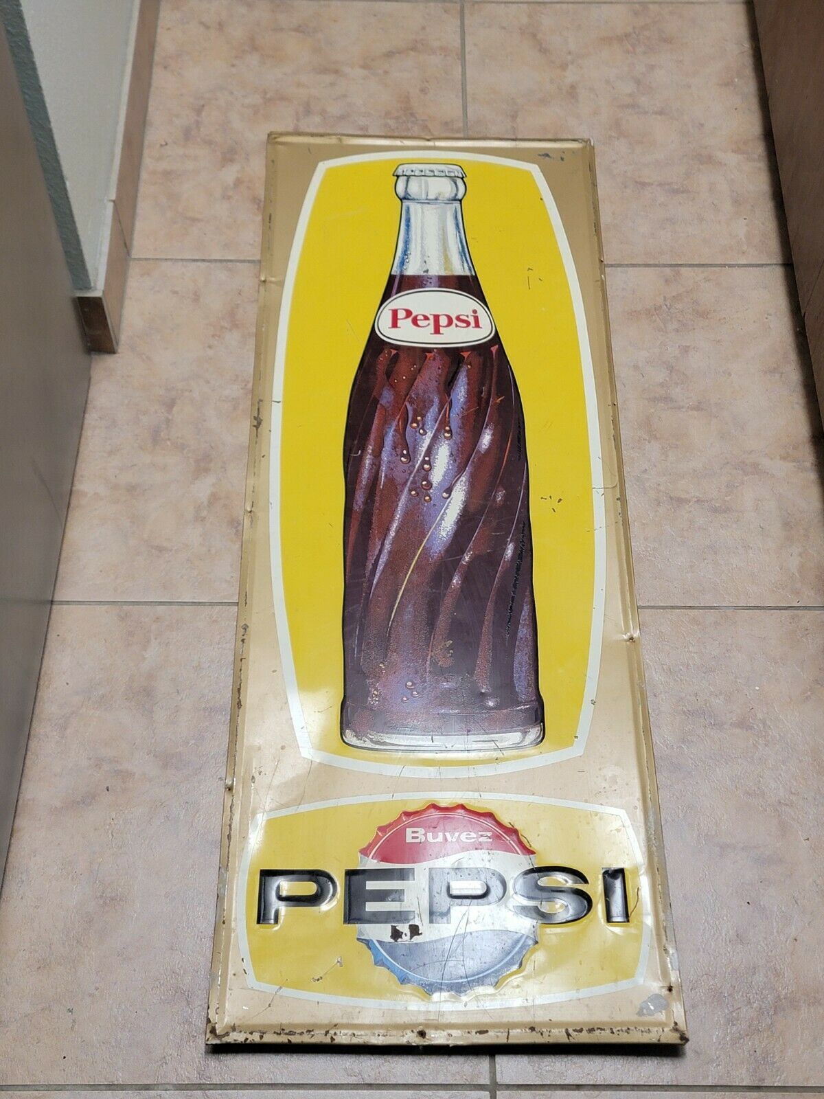 French Pepsi Sign 48 X 18"  1964