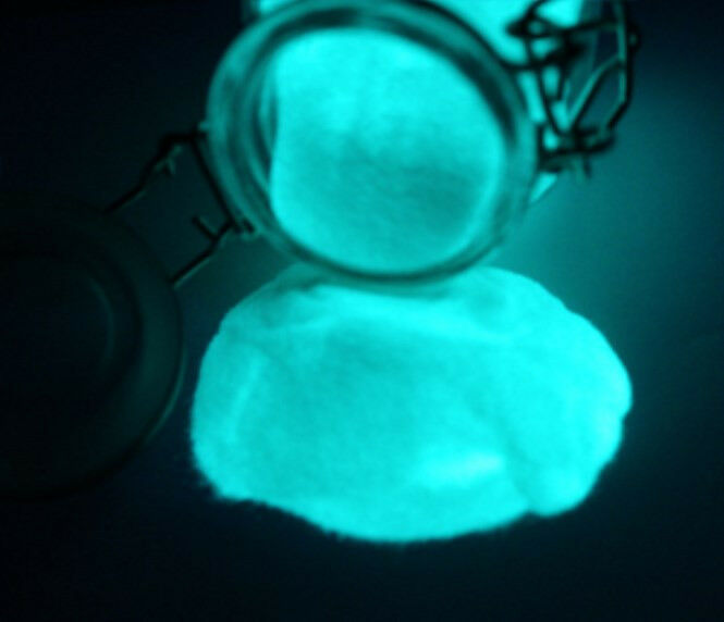 Glow In The Dark Aqua Bluegreen Pigment Powder 2oz Day Invisible Free Uv Keyring