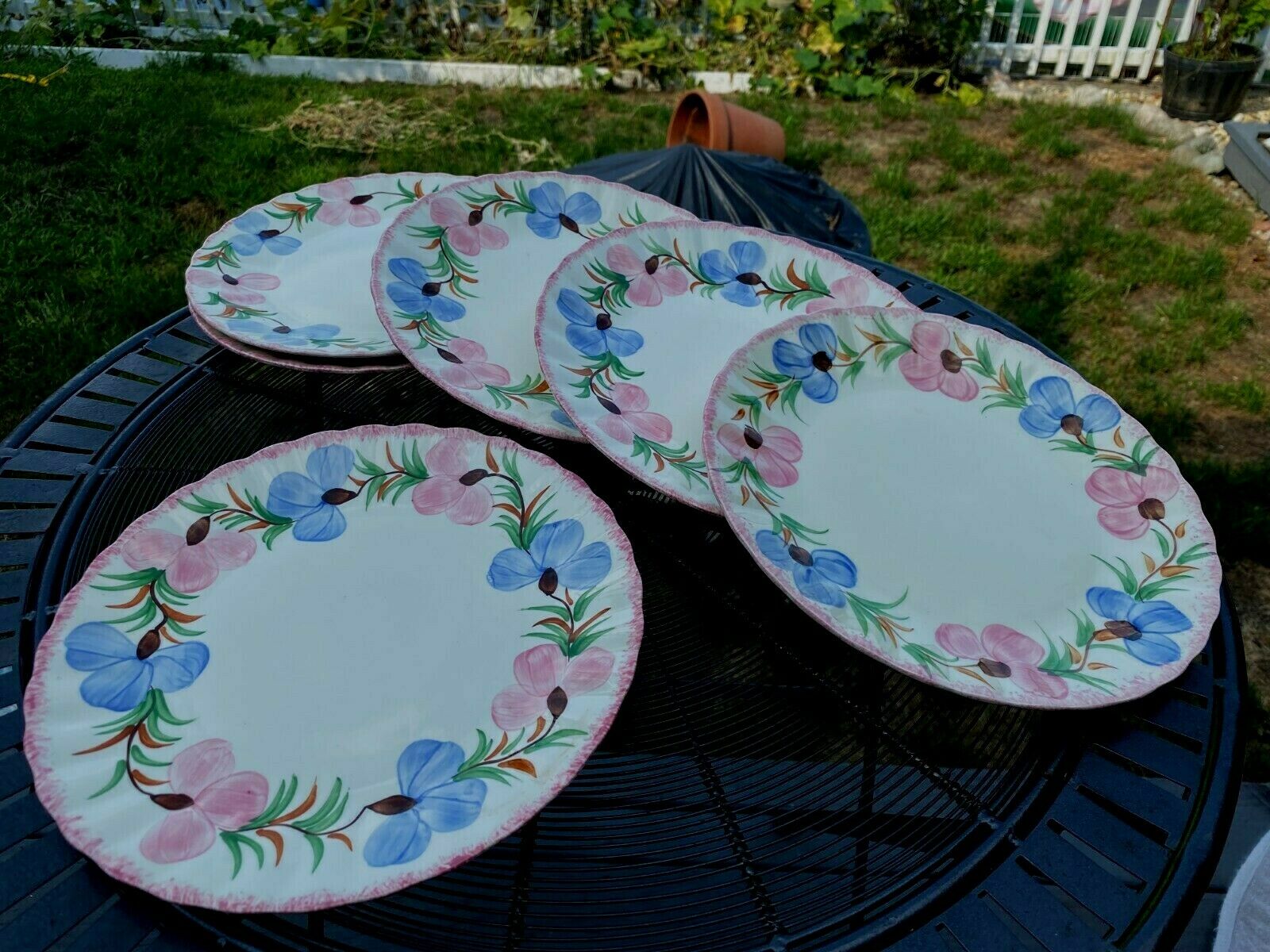 6 Luncheon Plates In Sweet Pea By Blue Ridge Southern Pottery Excellent Cd !