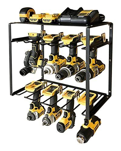 Power Tool Organizer, Heavy Duty Tool Shelf With 8 Drill Slots, Drill Holder