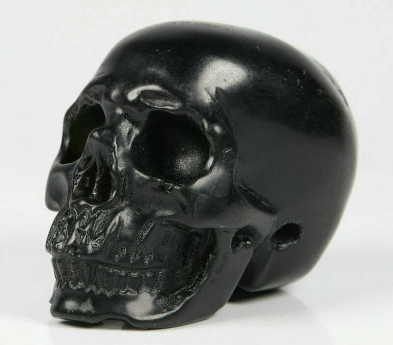 2.0" Black Obsidian Carved Crystal Skull, Realistic, Crystal Healing