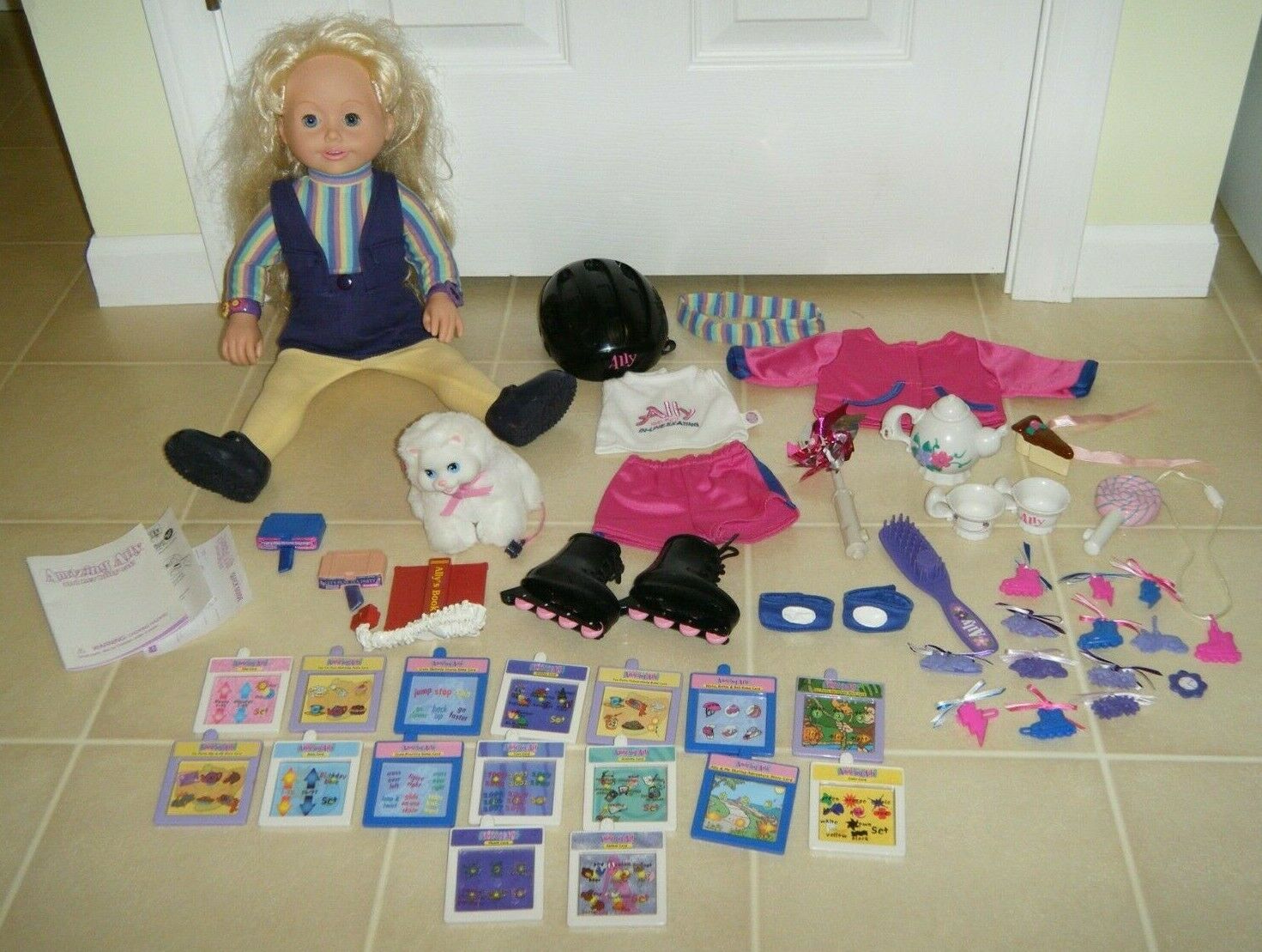 Amazing Ally And Her Kitty Cat Doll & Accessories Lot Playmates Tea Party Skates