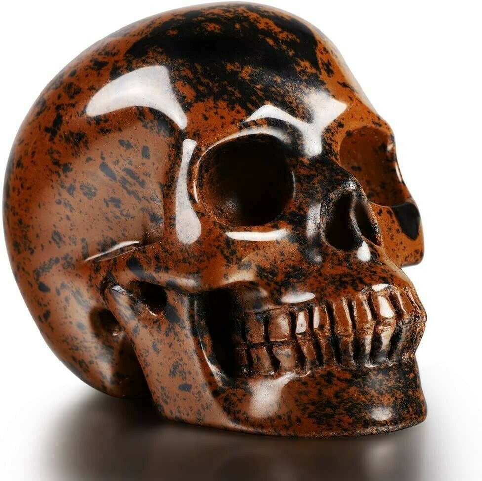 2.0" Mahogany Obsidian Carved Crystal Skull, Realistic, Crystal Healing