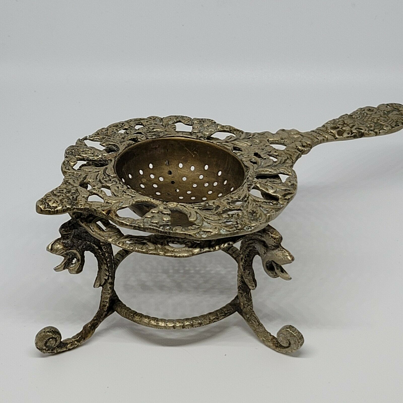 Victorian Tea Strainer Footed Dragon Antique Tea Party