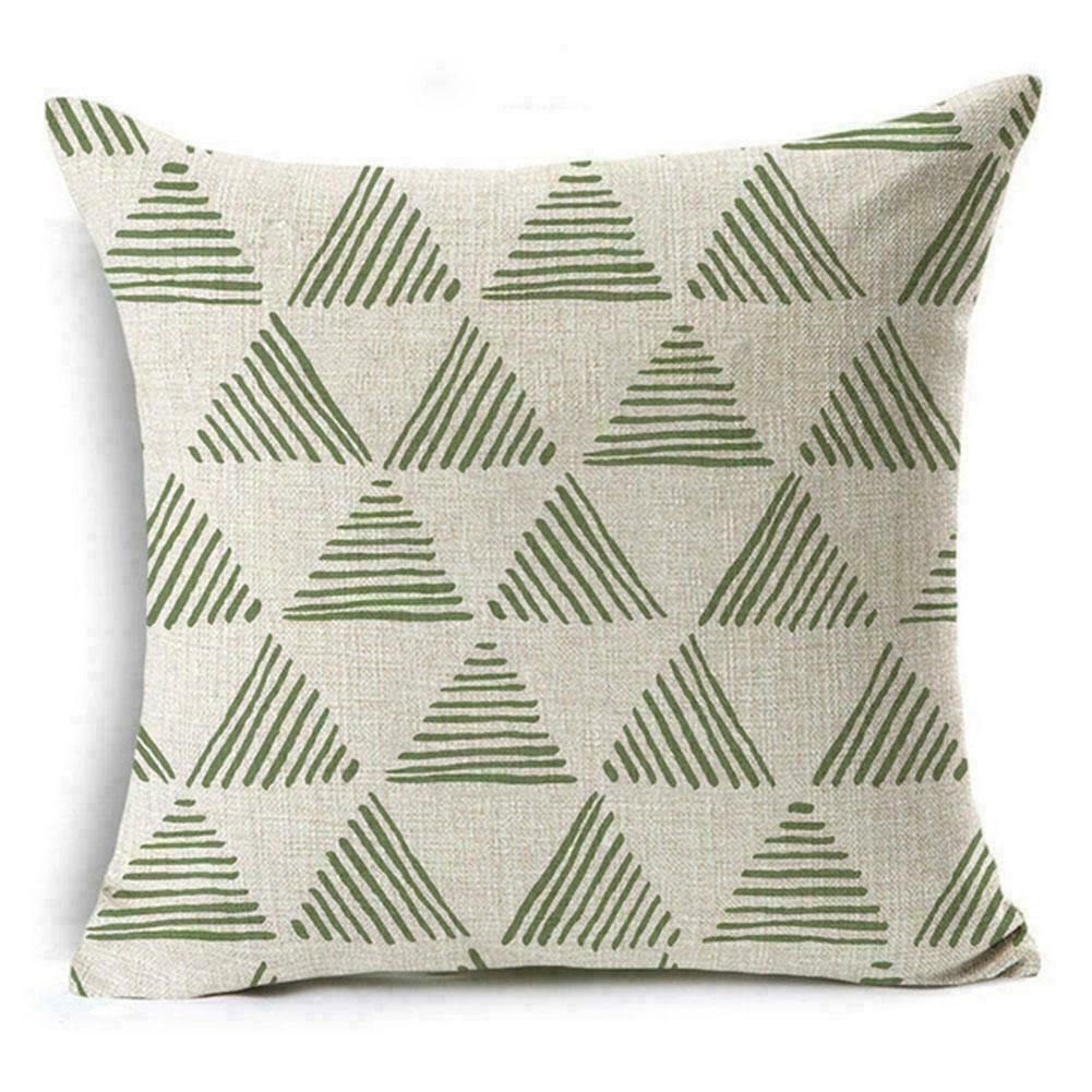 Single-sided Linen Green Pattern Decorative Cushion Flower Cover Pillowcase C8z1