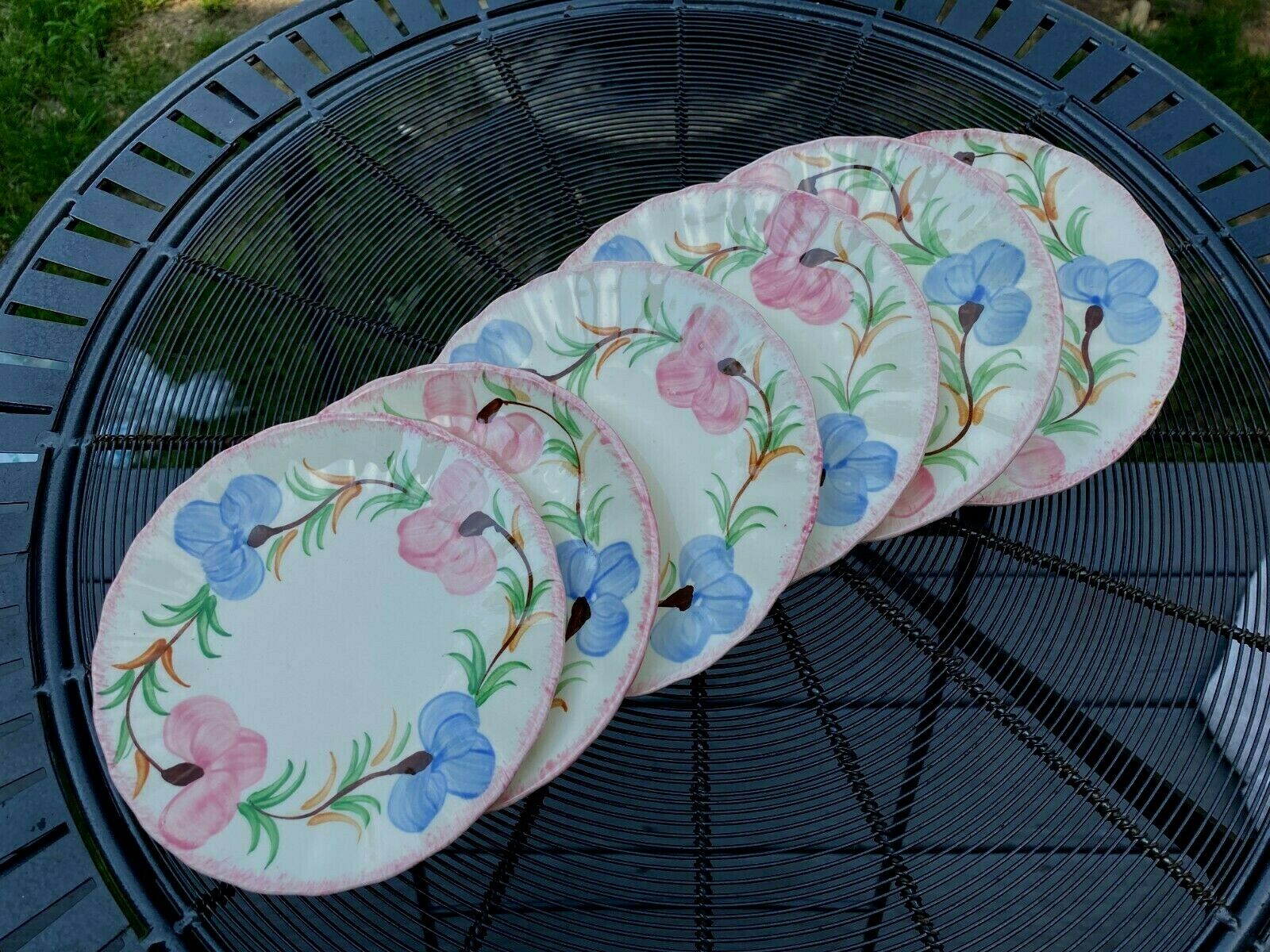 6 Bread Butter Plates In Sweet Pea By Blue Ridge Southern Pottery Excellent Cd !
