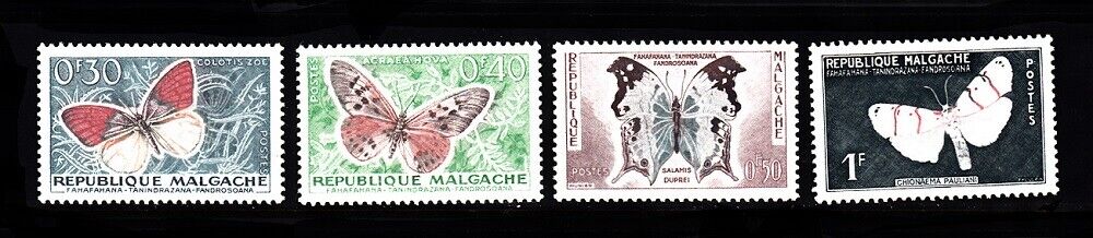 Malagasy Sc# 306, 307, 308, 309 Butterflies - Mh