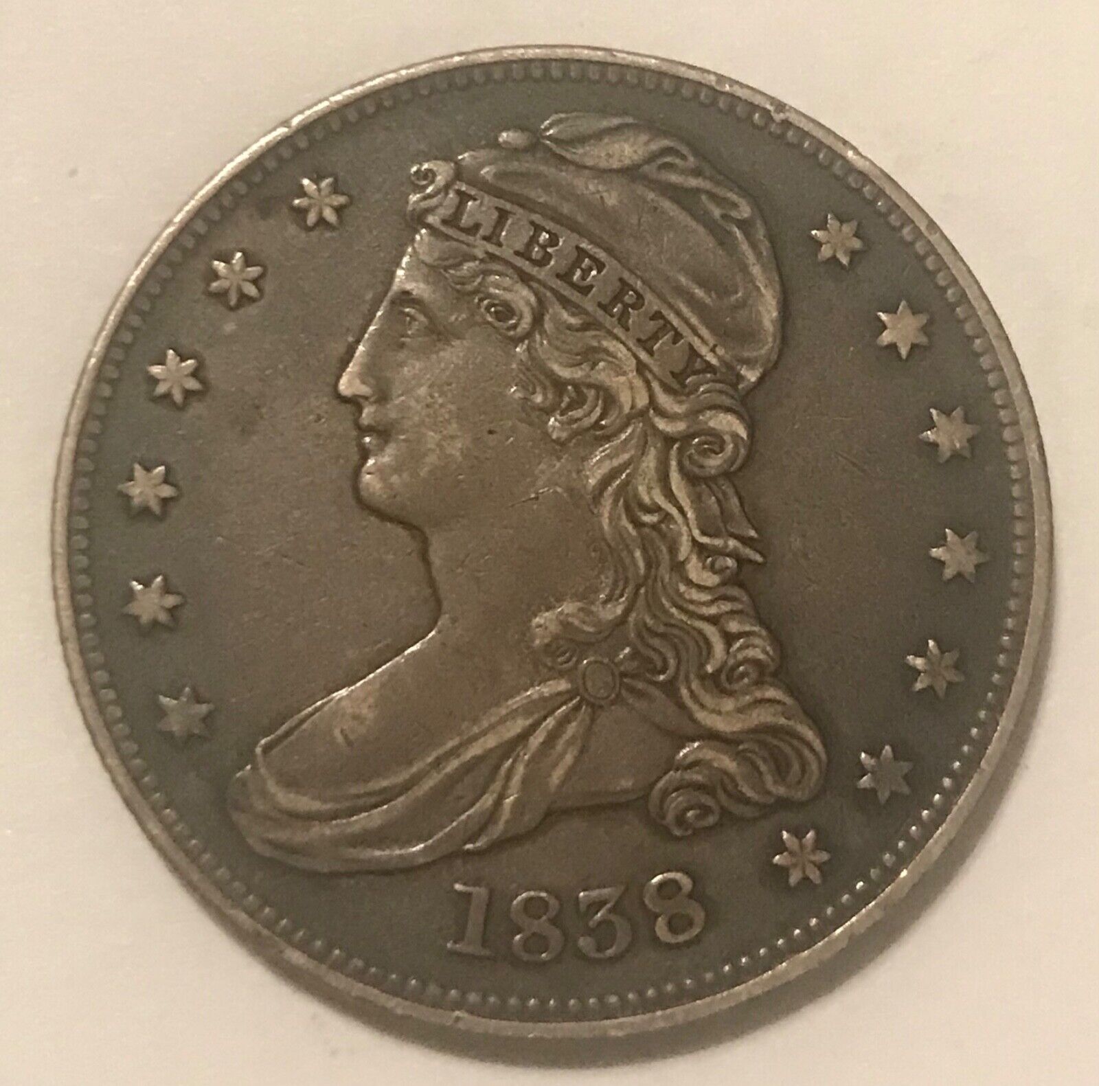 1838 Capped Bust Half Dollar, Xf+, Scarce