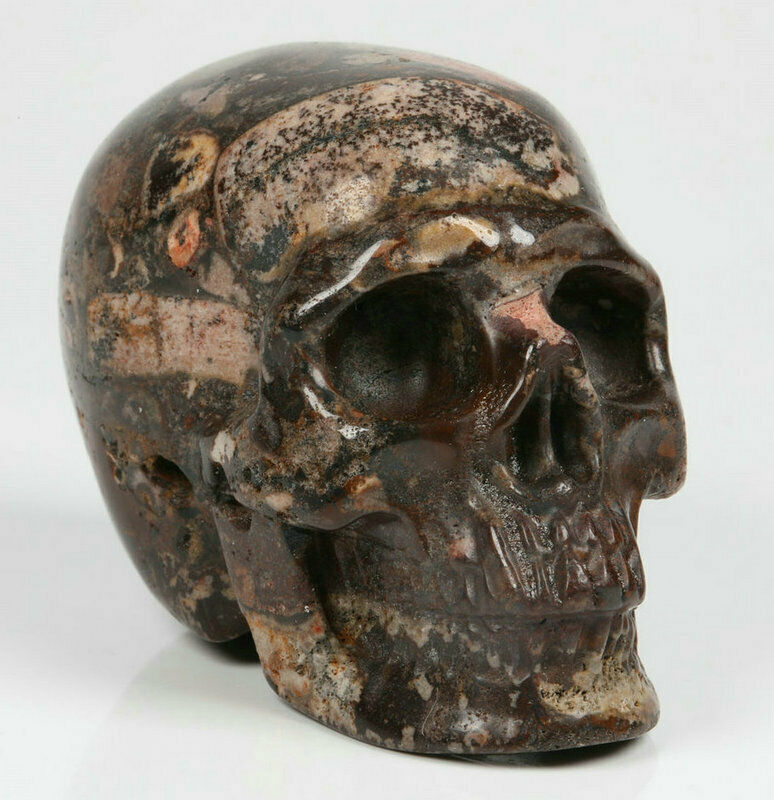 2.0" Africa picture jasper Carved Crystal Skull, Realistic, Crystal Healing