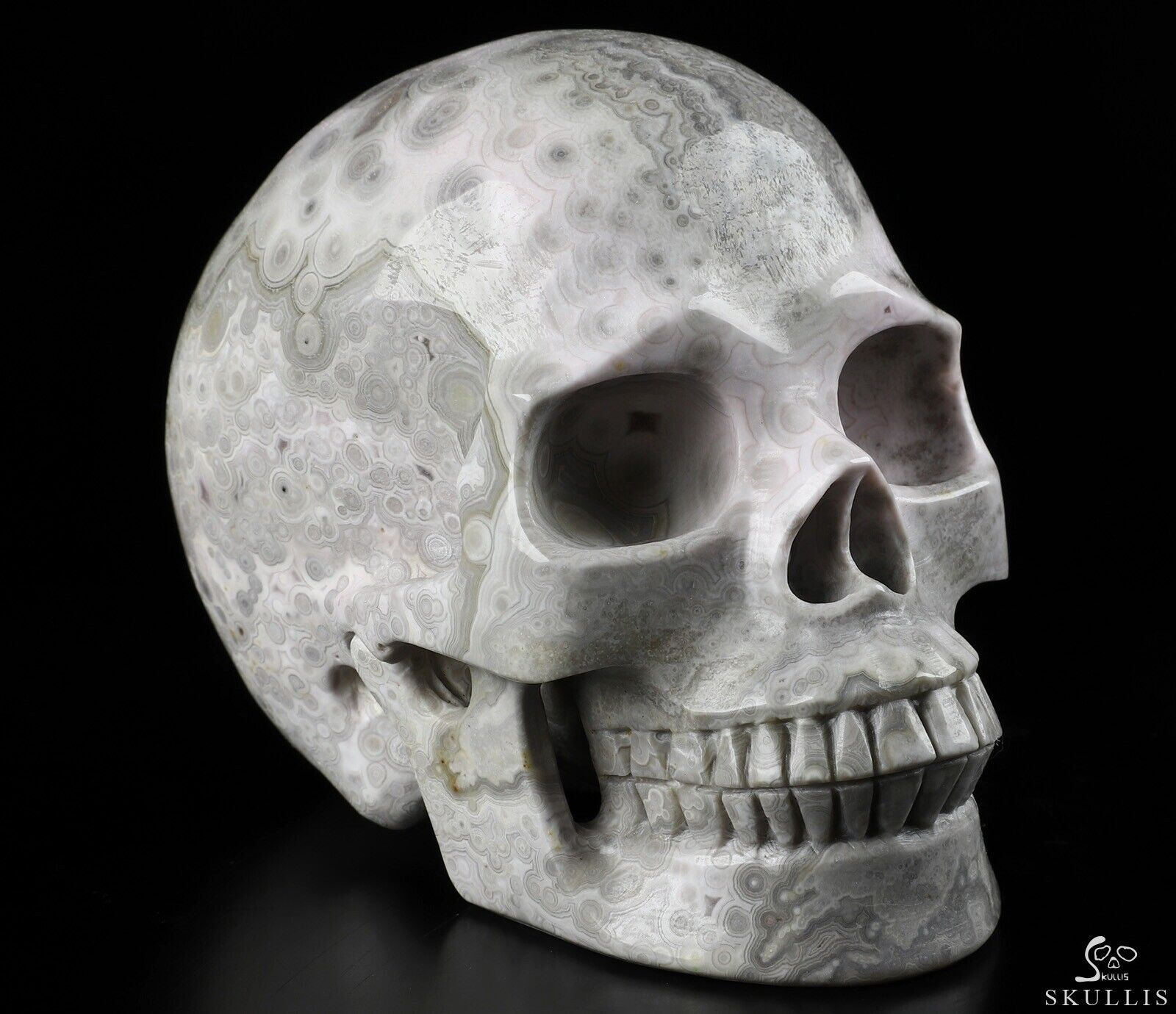 5.0" Ocean Jasper Carved Crystal Skull, Realistic, Crystal Healing