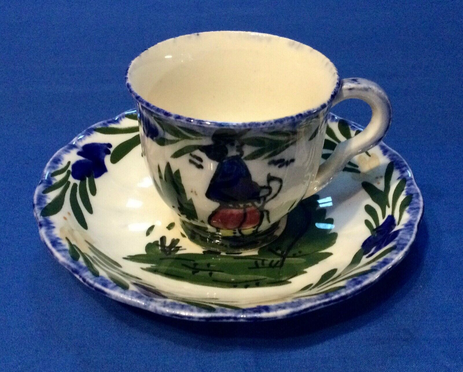 **blue Ridge "french Peasant" / "french Ala Mode" Demi Cup And Saucer**