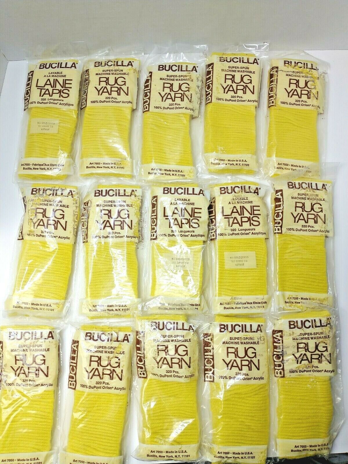 Bucilla Super Spun Rug Yarn 100% Acrylic Lot Of 15 Packages 320 Pcs Goldenrod