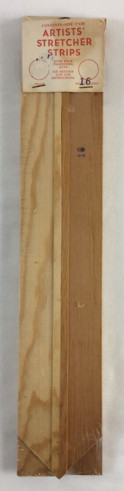 Vintage Myers Craft Artists' Canvas Pine Wood Stretcher Strips 16” 1 Pair Nip