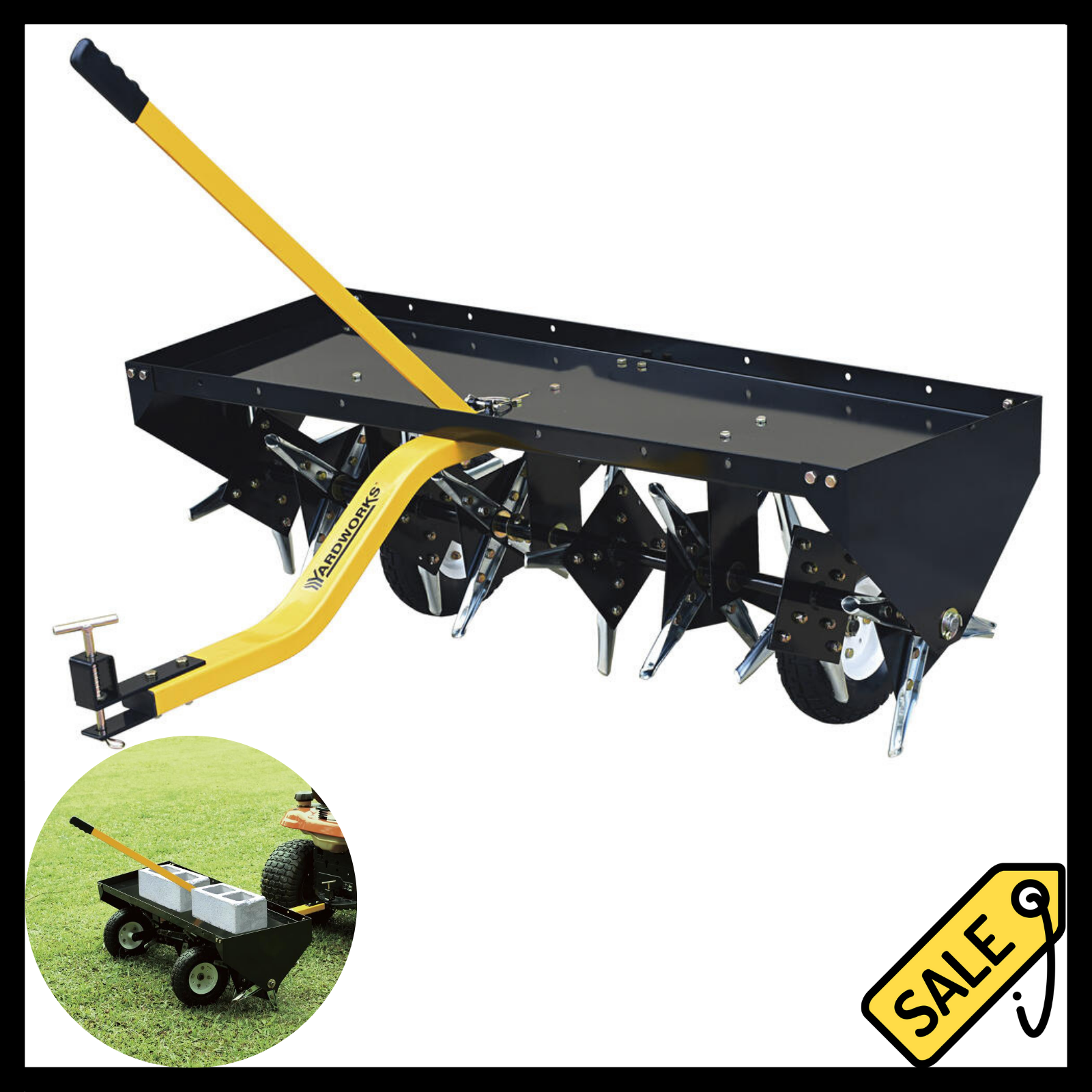 Heavy Duty 48" Tow Behind Plug Aerator Atv Utv Tractor Garden Lawn Sweeper