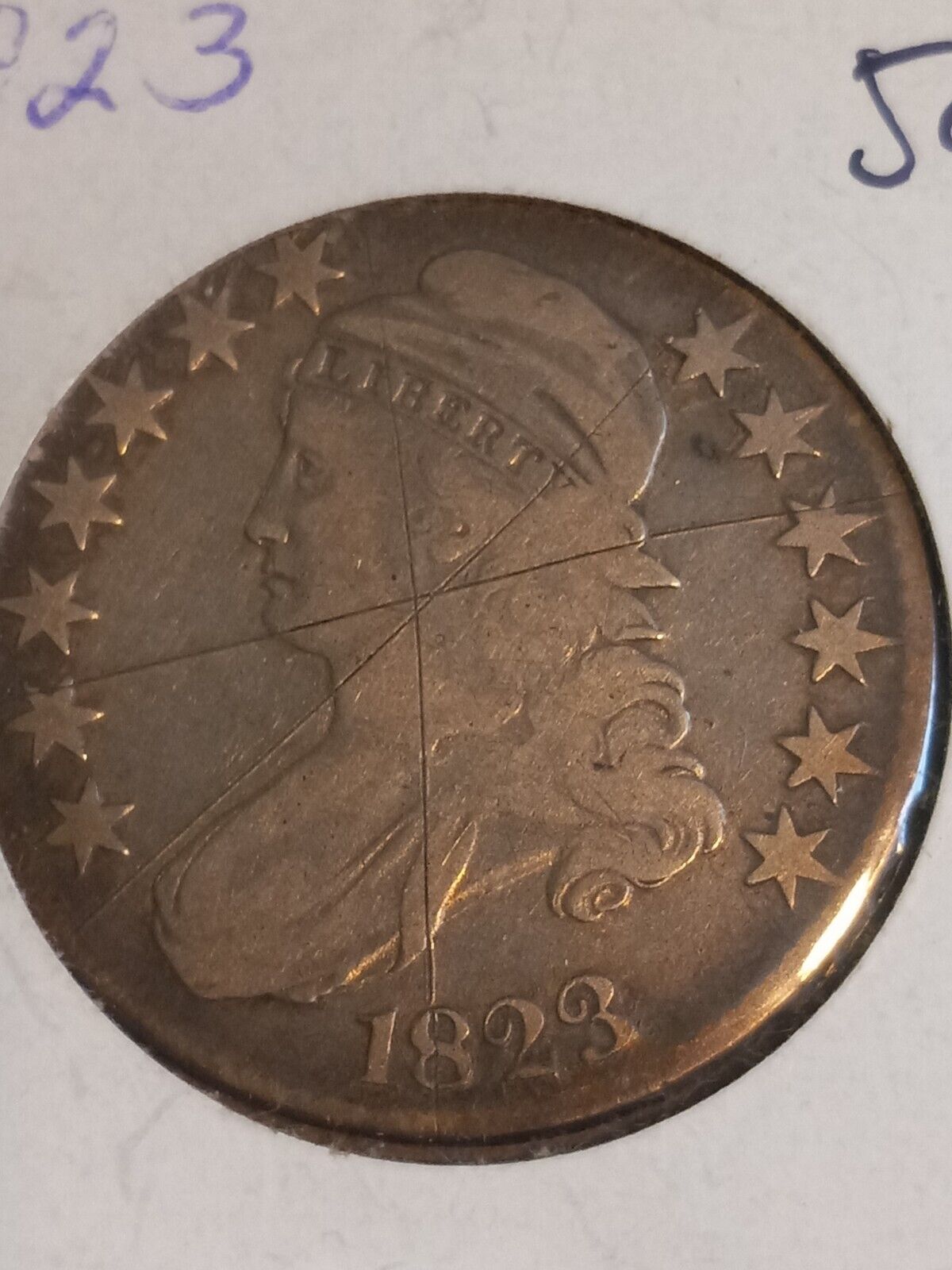 1823 Philadelphia Mint Silver Capped Bust Half Dollar