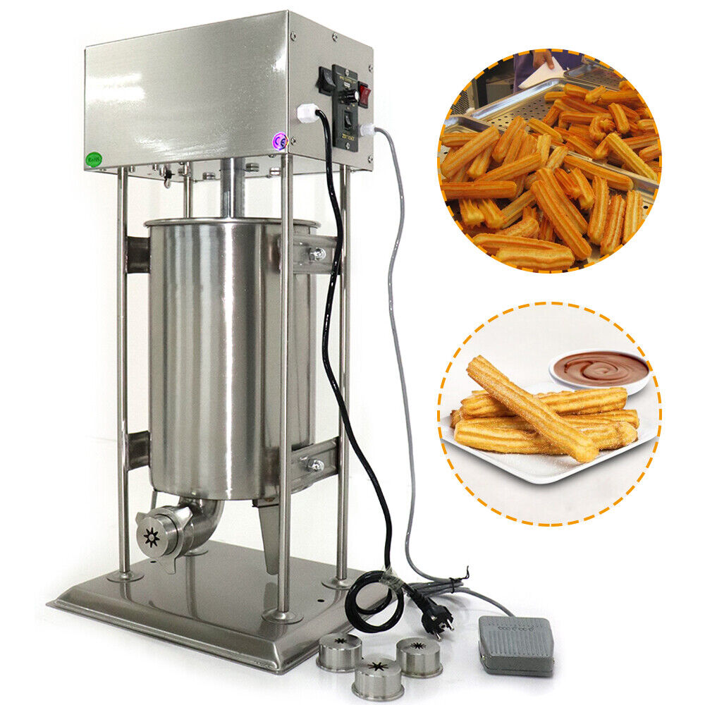 Stainless Steel 15l Manual Vertical Spanish Donuts Churro Maker Filler W/4x Mold