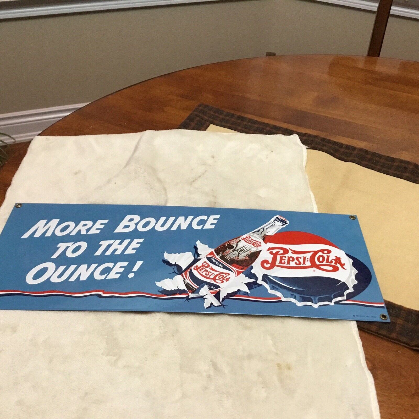 1992 Vintage Pepsi-cola  ‘more Bounce To The Ounce’ Porcelain /metal Sign 18 X 7