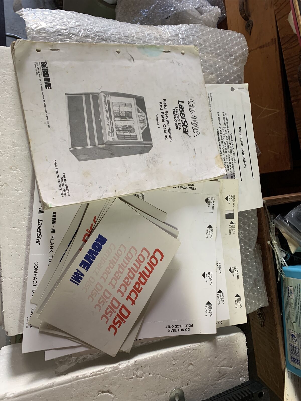 Original Rowe Laserstar Cd-100a Missing Cover + 8 Cards+11 Sheet Jukebox Manual