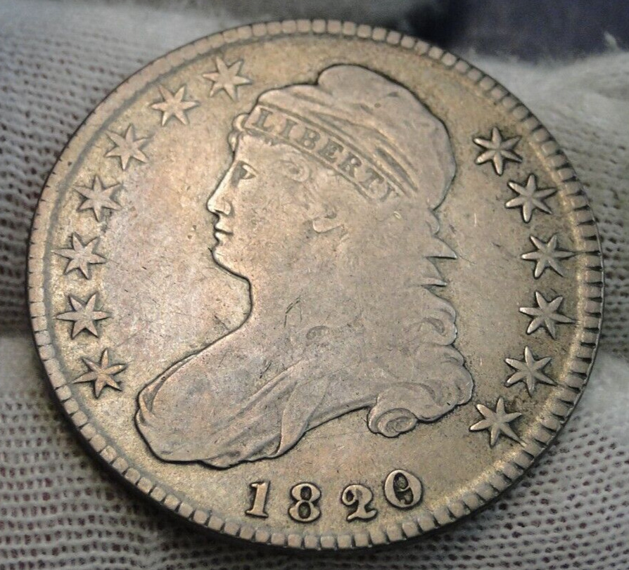 1820/19 Capped Bust Half Dollar 50 Cents - Nice Coin, Free Shipping (1439)