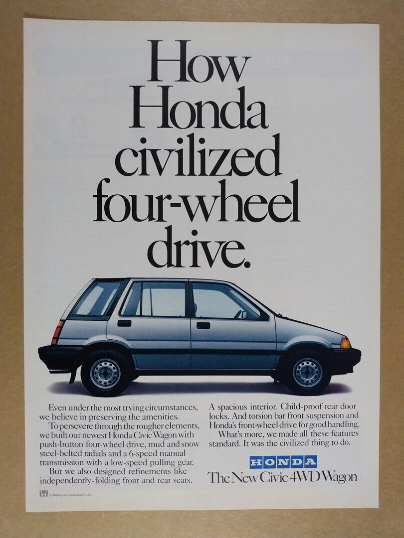 1985 Honda Civic 4wd Wagon Vintage Print Ad