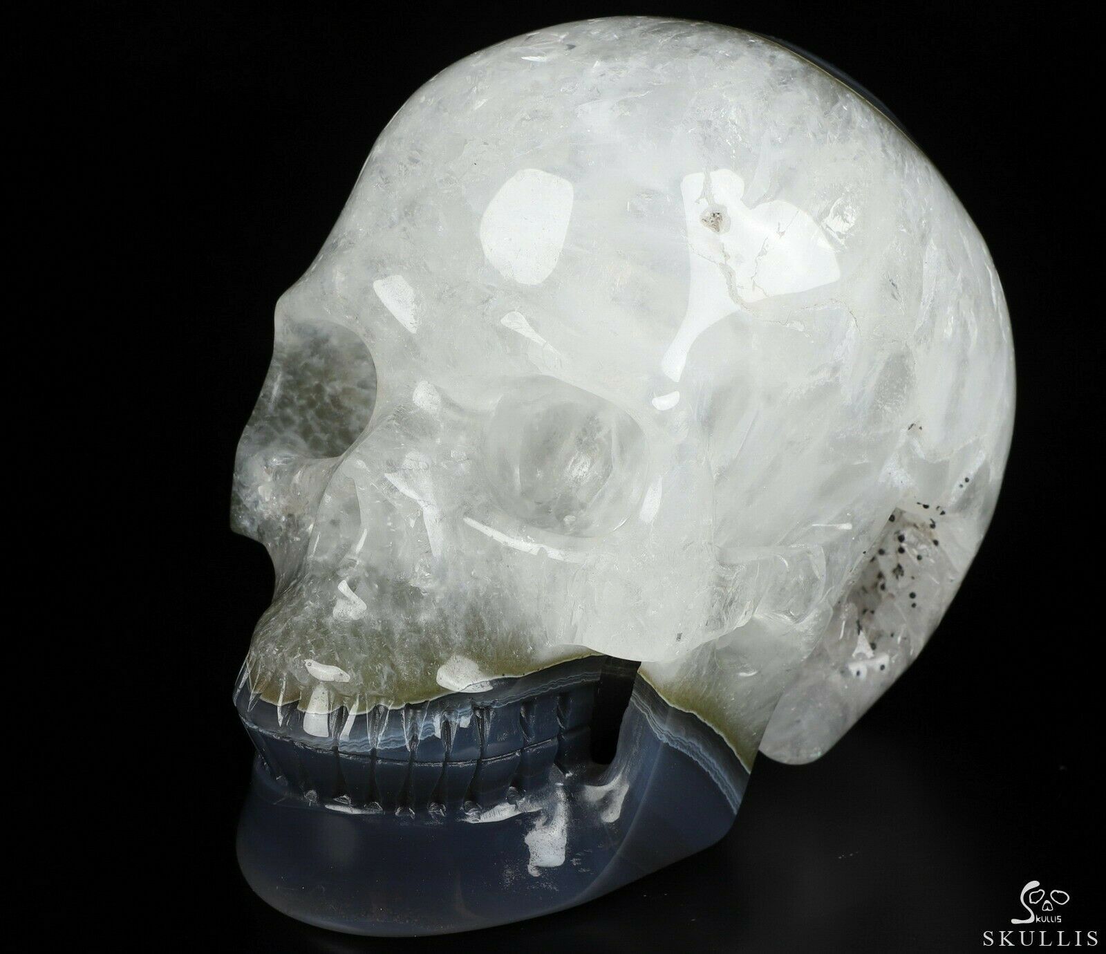 5.0" Agate Geode Carved Crystal Skull, Realistic, Crystal Healing