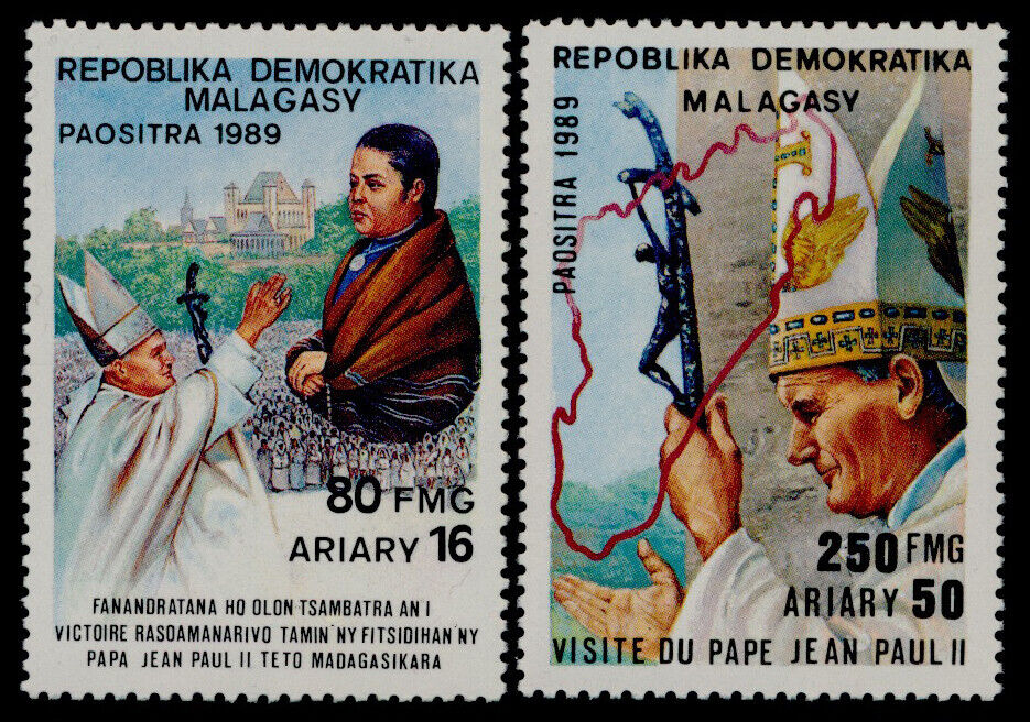 Malagasy 925-6 Mnh Visit Of Pope John Paul Ii, Map