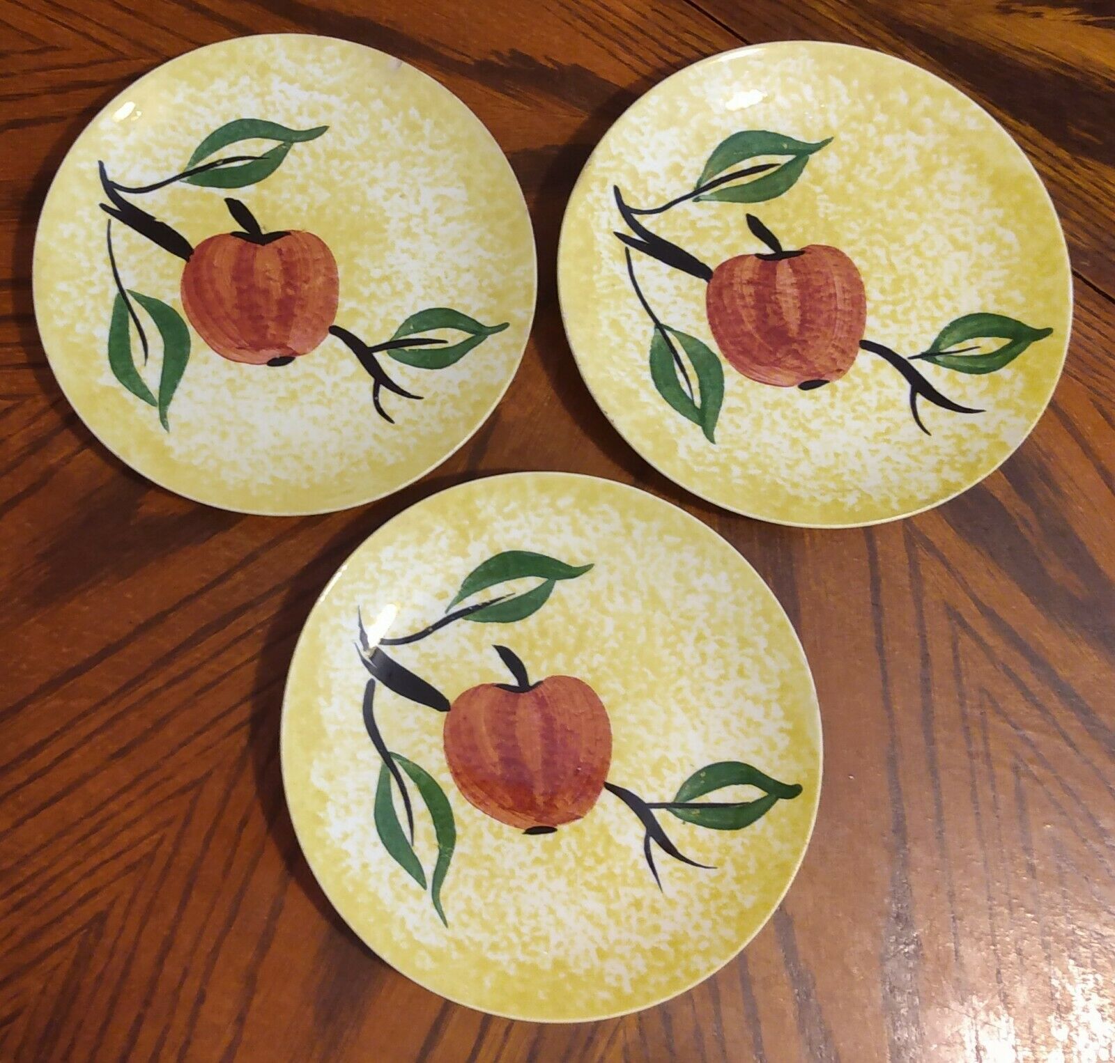 3 Vintage Blue Ridge Southern Potteries Dessert Plates Apple