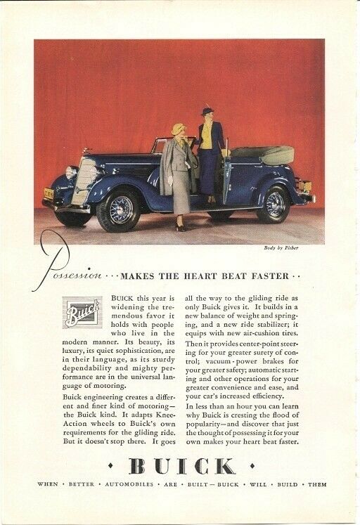 Buick 1934 Vintage Ad Buick Possession Makes The Heart Beat Faster