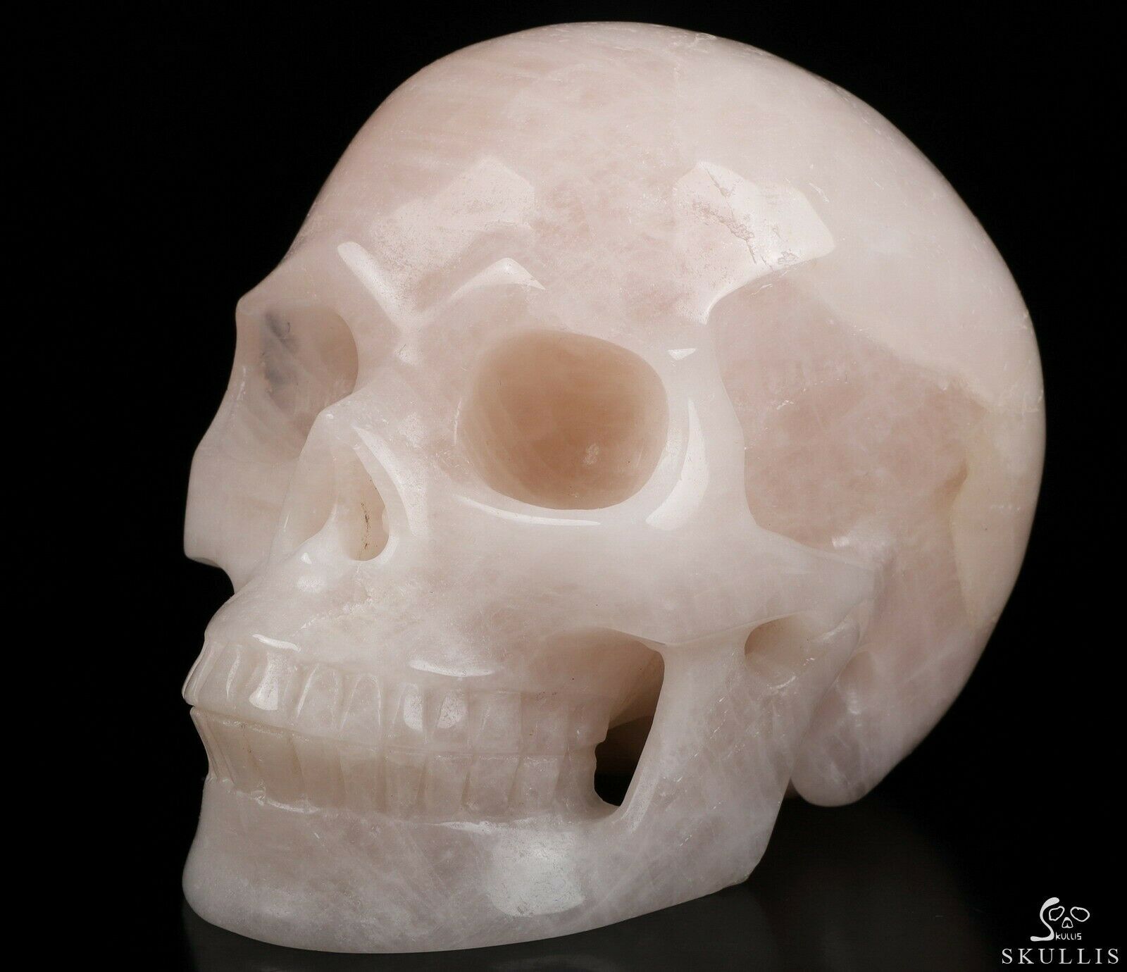 5.0" Rose Quartz Carved Crystal Skull, Realistic, Crystal Healing