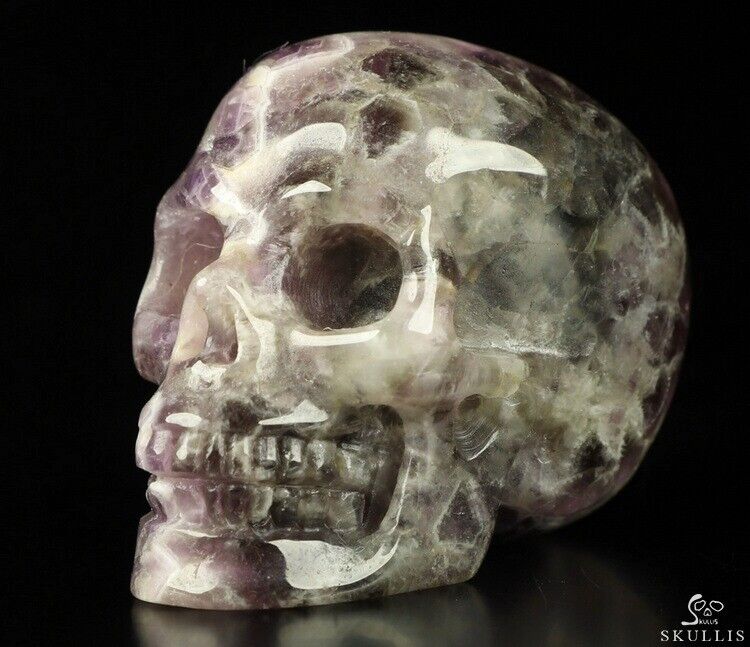 2.0" Dream Chevron Amethyst Carved Crystal Skull, Realistic, Crystal Healing