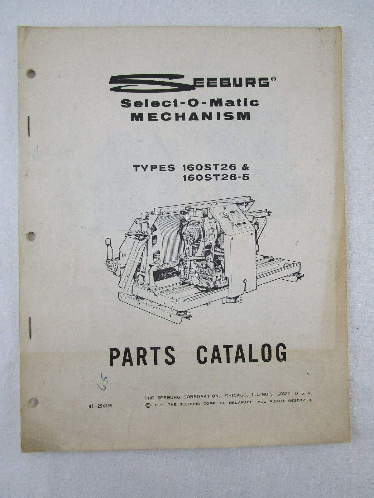 Seeburg Select-o-matic Mechanism 160st26/-5 Parts Manual Original  Free Shipping