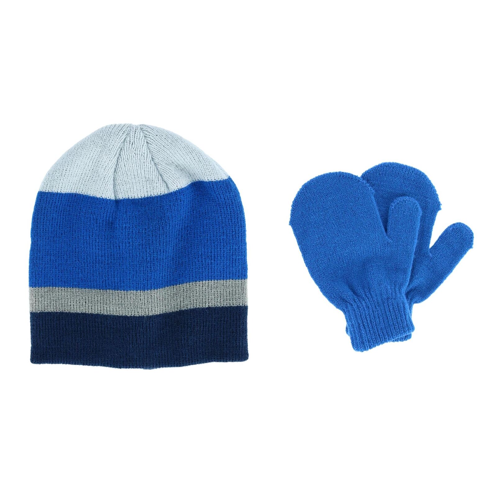 New Grand Sierra Toddler Boys' 2-4 Striped Acrylic Knit Hat And Mitten Set