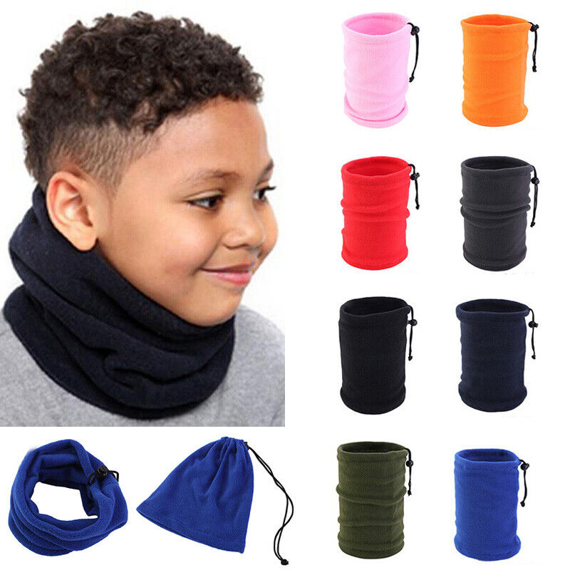Adjustable Drawstring Scarf Tube Style Bandana Headwear Fleece Scarf Children